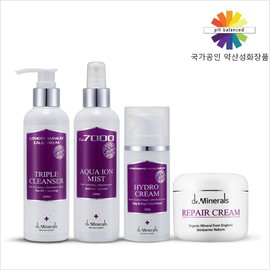 Doctor Mineral Slightly acidic natural cosmetics Dr. Mineral 4-piece basic set cleanser mist moisture repair cream / 약산성 천연화장품 닥터미네랄 4종기초세트 클렌져 미스트 수분 리페어크림