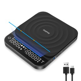 RENPHO Coffee Scale with Timer and Flow Rate Indicator, Rechargeable Espresso Scale, 0.1g Accurate Coffee Bean Scale for Pour-Over, Espresso Accessories, Matcha Scale with LED, Calibarista, 3kg