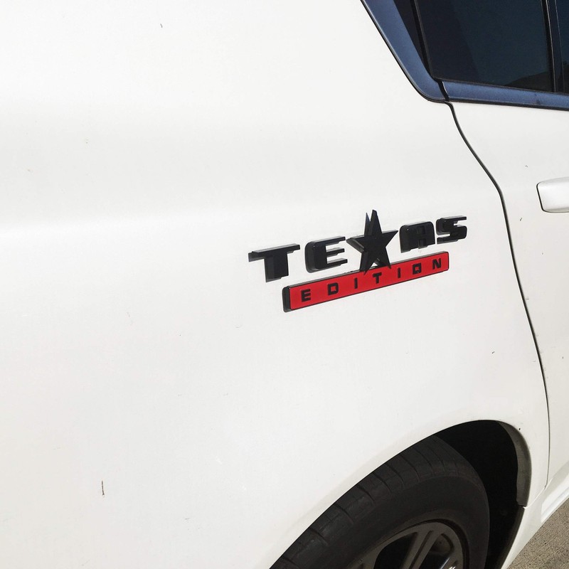 2 Count Black+Red 3D Texas Edition Emblem Compatible with Chevy