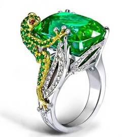 WDIYIEETN 925 Sterling Silver Emerald Frog Ring Women Jewelry CZ Crystal Diamond Wedding Engagement Ring (6)