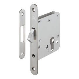 Gedotec Mortice Lock Stainless Steel Sliding Door Lock Sliding Door Lock for Insertion - H5500 | Startec | Hook Lock with Compass Bolt | Matte Silver | 1 Set - Deadbolt Lock for Room Doors