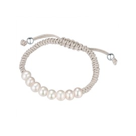 Valero Pearls Women's Textile Bracelet with Potato Freshwater Cultured Pearl Approx. 8.0-8.5 mm Pearl Bracelet