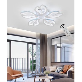 RUTAIDYE LED Ceiling Light Dimmable 60W Crystal Acrylic Chandeliers Ceiling Light 23.6in with Remote Control Ceiling Lamp 5-Leaf Modern Ceiling Lighting for Bedroom Living Room Dining Room Office