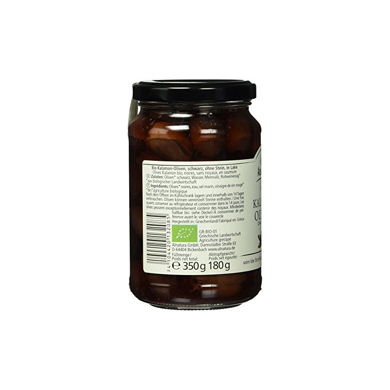Alnatura Organic Origin Kalamon Olives without Stone, 180 g