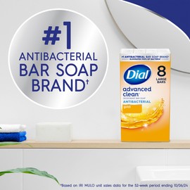 Dial Antibacterial Deodorant Bar Soap, Advanced Clean Gold, 4 Oz, 32 Bars, Round the Clock Odor Protection, Dermatologist Tested, With Clean Rinse Technology