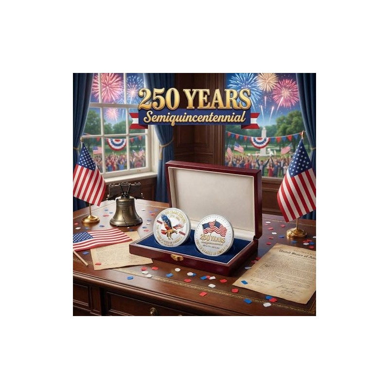 20 Pcs 250th Anniversary Commemorative Coins US 1776–2026 Token Display
