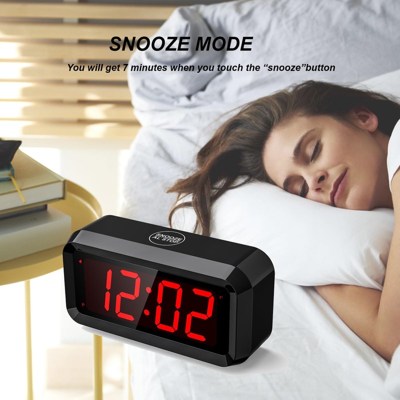 SUPLEDCK Alarm Clock,Digital Alarm Clock for Bedrooms,Battery Operated Clock,Adjustable 3