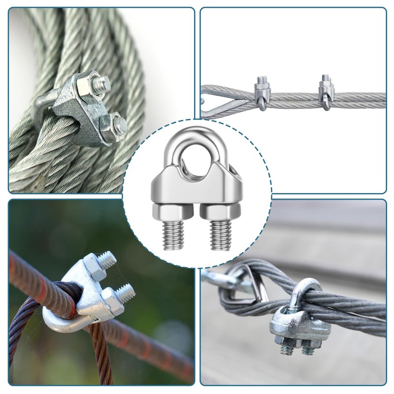 20 PCS M10 3/8" Wire Rope Cable Clip Clamp, 304