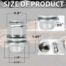 24 Pcs M12x1.5 Lug Nuts with Mag Flat Seat, 13/16'' Hex 1.46'' Long Chrome Wheel Lug Nut Compatible with Tacoma 4runner Cruiser Corolla Fj