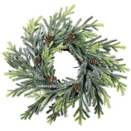 4 pcs Artificial Frosted Cedar and Pine Cone Candle Rings Christmas Candle Holder Rings Faux Cedar Twigs Wreath Mini Window Wreaths 11.8" Wide for Christmas Holiday Winter Season Decoration