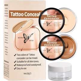 Tattoo Concealer, Tattoo Entferner, 2 Colors Wasserdichter Tattoos Cover up Makeup, Körper-Concealer Wasserfest, Body Concealer, Wasserfest Make-up Concealer-Tattoo-Set für Männer Frauen