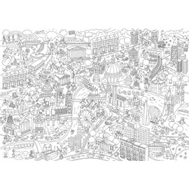 OMY Giant Colouring Poster Medium-London, Paper, Multicoloured, 50 x 0.2 x 180 cm