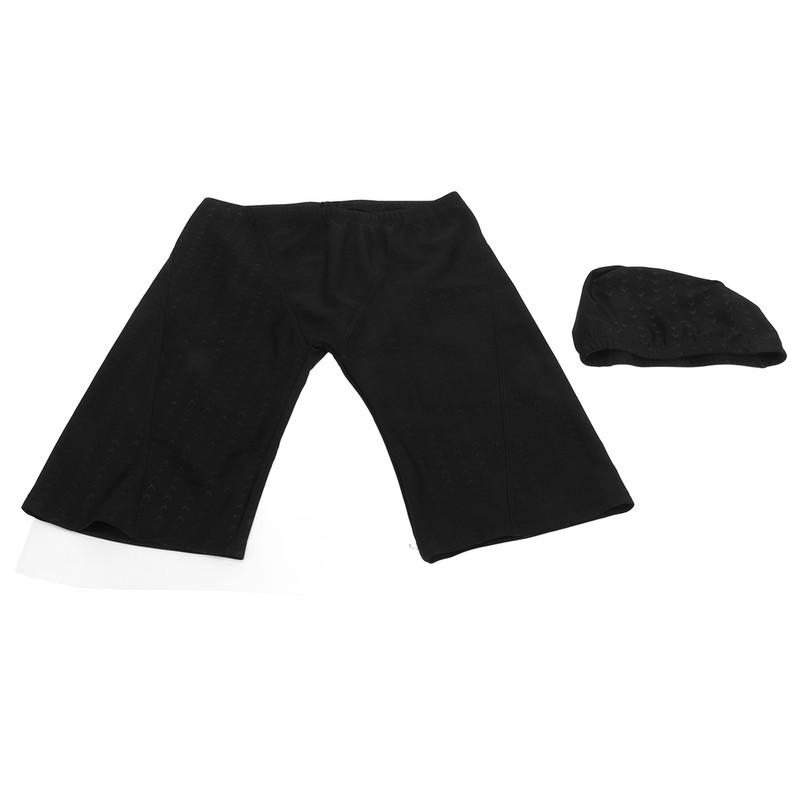 Men Swim Shorts and Cap Waterproof Adjustable Waist Strap Quick