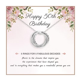 50th Birthday Gifts for Women 925 Sterling Silver Birthday Necklace 3 4 5 6 7 Decade Interlocking Circles Necklace Happy 30th 40th 50th 60th 70th Birthday Necklaces for Daughter Mom Birthday Jewelry