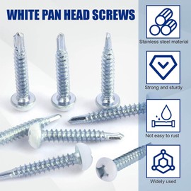 Pan Head Self Drilling Screws #8 X 1-1/2 inch Four Drive self-Tapping Drill RV White Screws 200pcs
