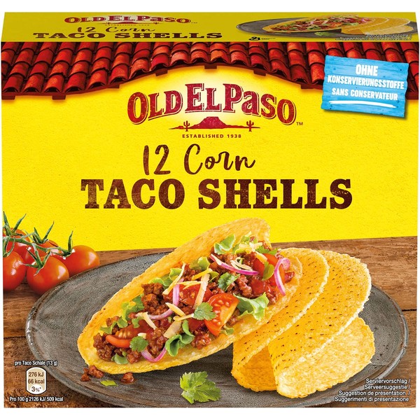 Old El Paso Taco Shells - Gluten Free - Mexican Corn Tortillas in Shell Shape - 1 x 156g