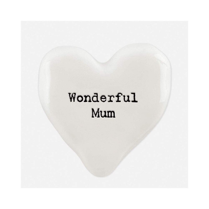 East of India White Heart Token - Wonderful Mum