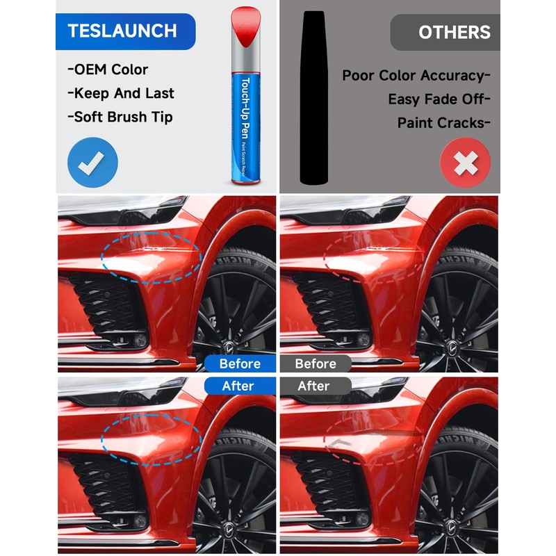Teslaunch 3R1 Matador Red Mica Touch Up Paint Compatible with