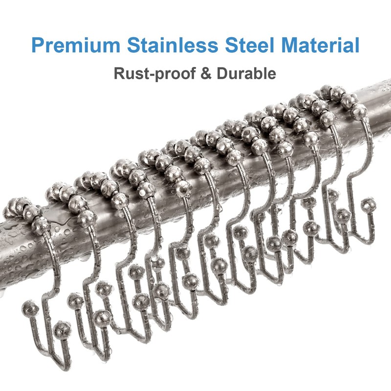 TENOVEL Never Rust 304 Stainless Steel Shower Rings, Rustproof Shower