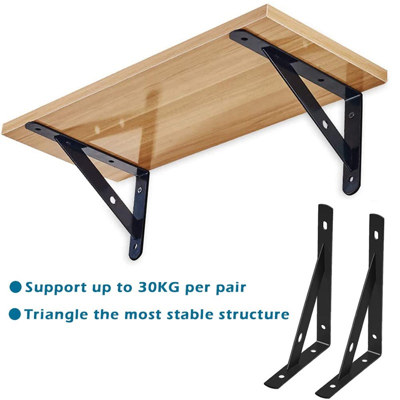 CYH Black Shelf Brackets - 8 Pack Triangle Shelving Brackets