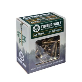 Timber Wolf TW40035 Woodscrews - 4.0 x 35mm - Box of 100, Zinc & Yellow (Gold)