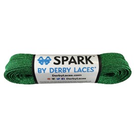 Derby Laces Green Spark Shoelace for Shoes, Skates, Boots, Roller Derby, Hockey and Ice Skates (108 Inch / 274 cm)