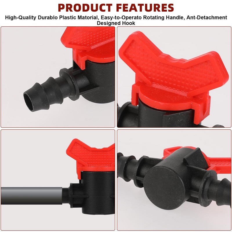 4PCS 3/8“ ID in Line Hose Barbed Ball Valve Shut-Off