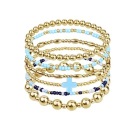 XFSRG 6 Stück Armband Damen Set Verstellbar Stapelbar Boho Gold Sommer Strand Armband für Frauen Mädchen Hypoallergenes Schmuckstück (Gold C)