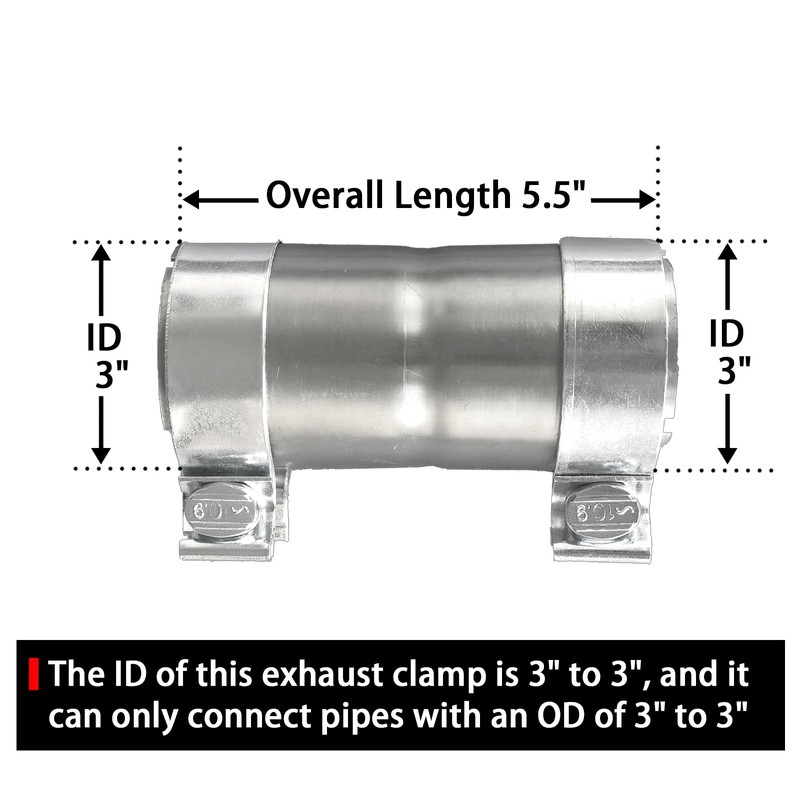 Peastorm 3 to 3 Inch Exhaust Adapter, 3" ID Exhaust