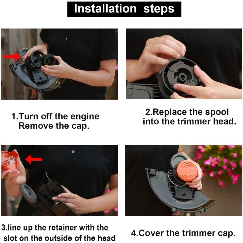 For BLACK+DECKER Replacement Trimmer Spool 1 Pack & Cap &
