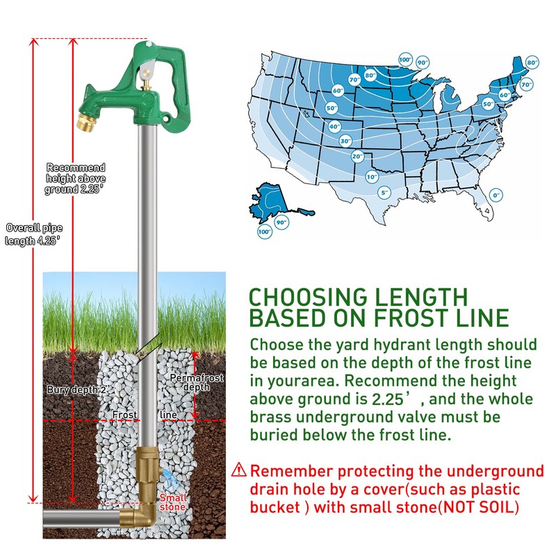 Frost Proof Yard Hydrant,Freeze Proof Outdoor Faucet Frost Free Hydrant