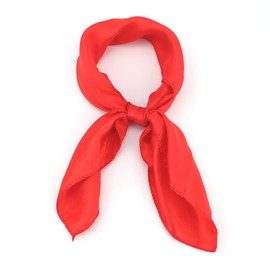Lukiisoo Head Scarf for Women Hair Small 21" Square Satin Head Scarf Silk Shiny Solid Color Scarves Lightweight Neckerchief Headscarf Scarves Wrapping Night (Red)