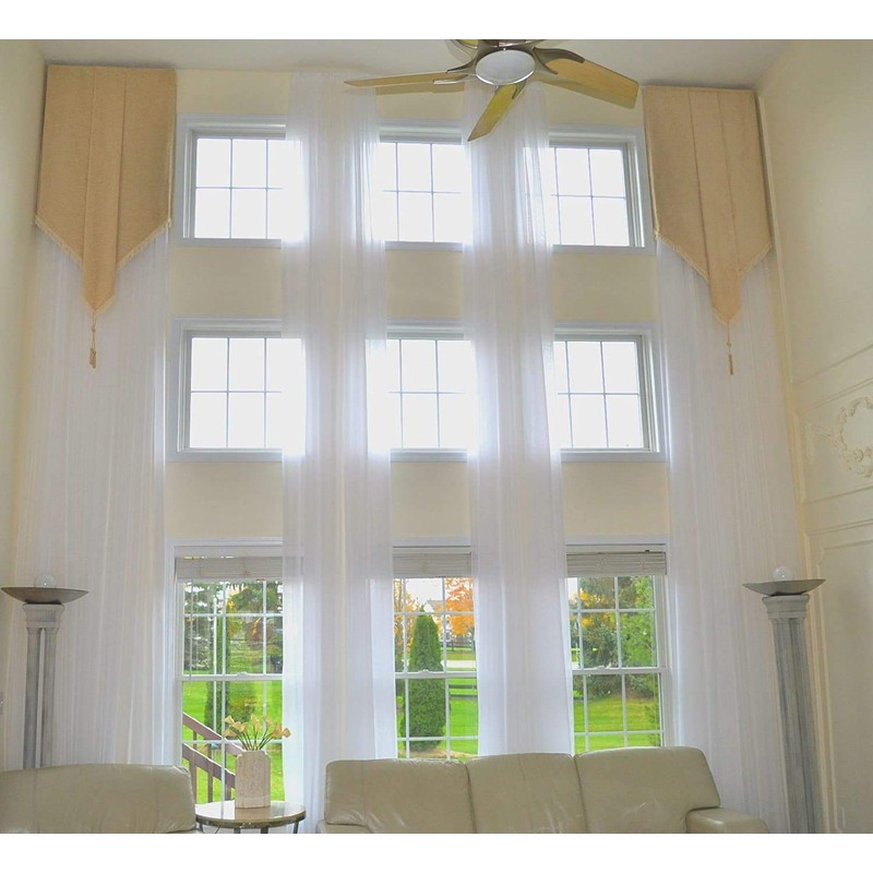 Ikiriska Extra Long Sheer Voile Curtain Sheer Voile with Pocket