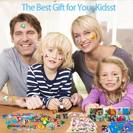 Children's Birthday Party Bags, 38 Pieces Super Party Bag Toy Birthday Decoration 12 Key Buckles 4 Tattoos 12 Snap Bracelets Children 10 Birthday Bags Birthday Decoration Accessories Gadget Children