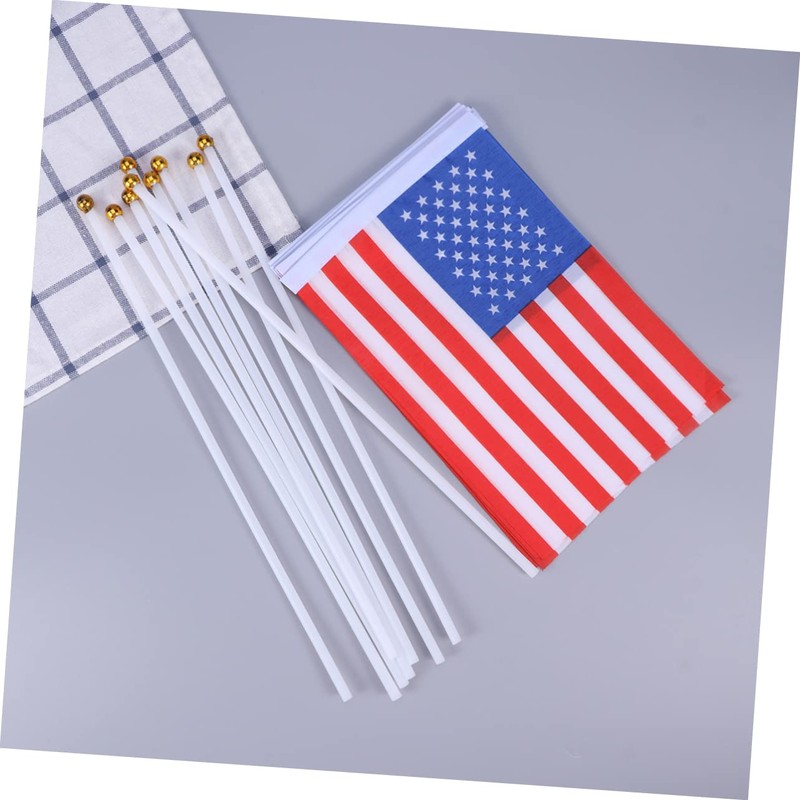 TEHAUX 50 Pack Usa Flags Mini America Flags Stick Polyester
