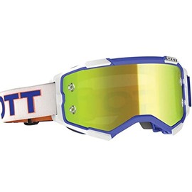 SCOTT Fury Retro Unisex-Adult Off-Road Motorcycle Goggles - White/Blue/Yellow Chrome Works/One Size