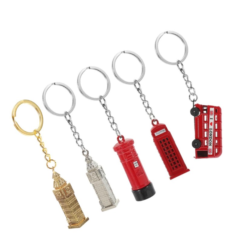 COHEALI 10pcs Souvenir London Bus Keychain British Key Holder British