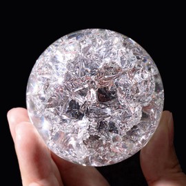 Sahoottie 60 mm Ice Cracked Crystal Ball Paperweight Ice Cracked Glass Ball Gifts for Women Men Crystal Ice Cracked Ball Living Room Decoration Ornaments