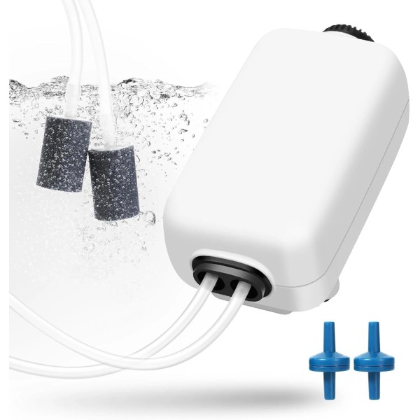 Branded Aquarium Air Pump 100gal Fish Tank Adjustable Dual-Outlet Hydroponic