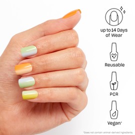 OPI On Point Hue-cid Dreams | Short Squoval Pastel Rainbow Nail Art Press On Nails | With Nail Glue | Long Lasting, Reusable, Non-damaging