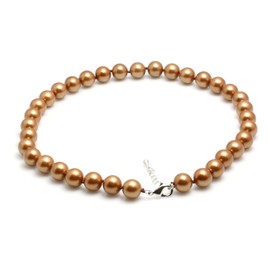 Schmuckwilli Pearl Necklace for Women - 45 cm Length with 12 mm Large Brown Round Mallorca Beads - Elegant Necklace with Shell Pearls for Any Occasion, Shell, Pearl