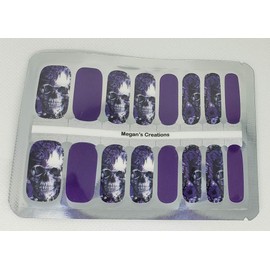 Purple Flower Skull Nail Polish Wraps - Nail Polish Strips