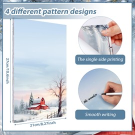 Teling 48 Sheets Christmas Stationery Printer Paper 8.5 x 11'' Letter Writing Paper Holiday Letterhead for Notes Greeting Cards Invitations Office School Printing(House)