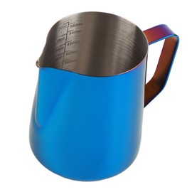 Milk Frother Pitcher 600ml Eagle Spout Coffee Frother Cup Food Grade 304 Stainless Steel Frothing Pitcher with Scale Titanium Blue
