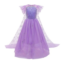 Snow Queen Elsa Princess Costumes for Girls Children Tulle Dress with Accessories Ice Princess Fancy Dress Carnival Christmas Birthday Gift Dress Fancy Dress Clothing Size 98-140, 01-purple