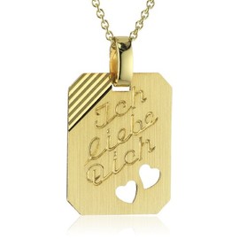 Xaana AMZ0248 Women's Pendant "I Love You" 333 Yellow Gold + Gold-Plated Silver Chain 42-45 cm, Gold