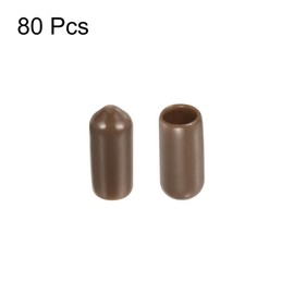 QUARKZMAN 80pcs Rubber Caps 6mm ID Rubber End Caps Sealing Cap Vinyl Round End Cap Cover Screw Thread Protective Caps, Brown