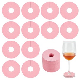 FINGERINSPIRE 150 Pcs Drink Name Tags for Wine Glasses 2.71inch Round Shape Pink Paper Wine Glass Marker Blank Wine Glass Charm Cocktail Champagne Tag Identification Marker for Party Guest