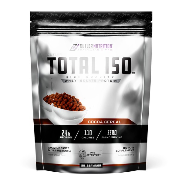 Total ISO Whey Isolate Protein Powder: Best Tasting Whey Protein Shake Featuring 100% Whey Protein Isolate, Perfect Post Workout Protein Powder Mix and Meal Replacement Drink, Cocoa Cereal, 2 Pounds