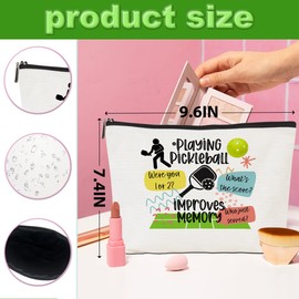 CQM 2pcs Pickleball Gifts Makeup Bag, Ball Player Cosmetic Bag Ball Lover with Zipper Pouch Accessories Pickleball Lover Gifts for Women Girls Fans Player Mom Friendship Travel Cosmetic Pouch